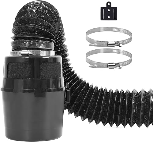 VIWINVELA Kit de ventilación de secadora 3 en 1 negro para interiores con manguera negra, caja de cubo de filtro de ventilación interior para