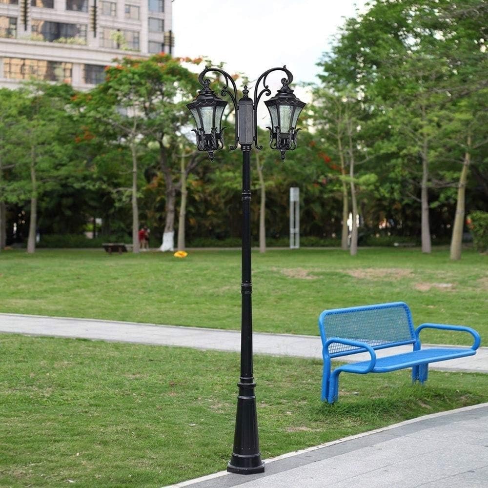 2 Light 3m European Style Outdoor Lawn Glass Tall Water Resistant Anti-Rust Garden Landscape Street Light