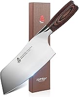 Vista 1 de TUO Cuchillo de chef chino profesional de 7 pulgadas de acero inoxidable alemán de alto carbono con mango ergonómico de madera de Pakkawood