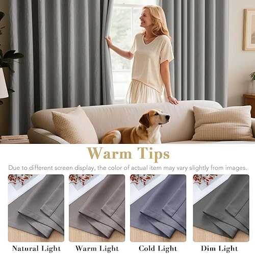 Miniatura 5 de H.VERSAILTEX Cortinas Opacas para Dormitorio con Aislamiento Térmico para Oscurecer la Habitación, Cortinas para Sala de Estar de 84 Pulgadas de