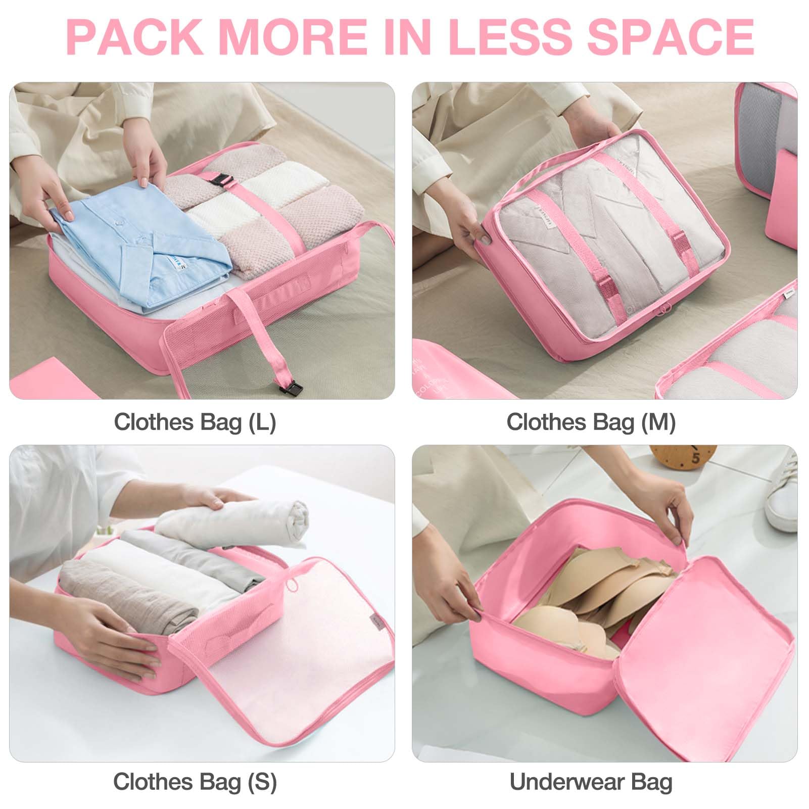 Cubi Da Imballaggio Per Valigie, Set Da 7 Pezzi – Organizer In Nylon Impermeabile Per Vestiti, Scarpe E Accessori, Nero