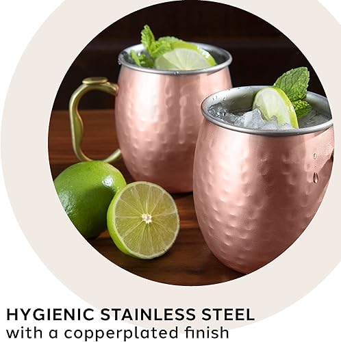 Miniatura 2 de Oggi Taza de mula chapada en cobre martillado de Moscú con mango EZ-Grip, 18 onzas