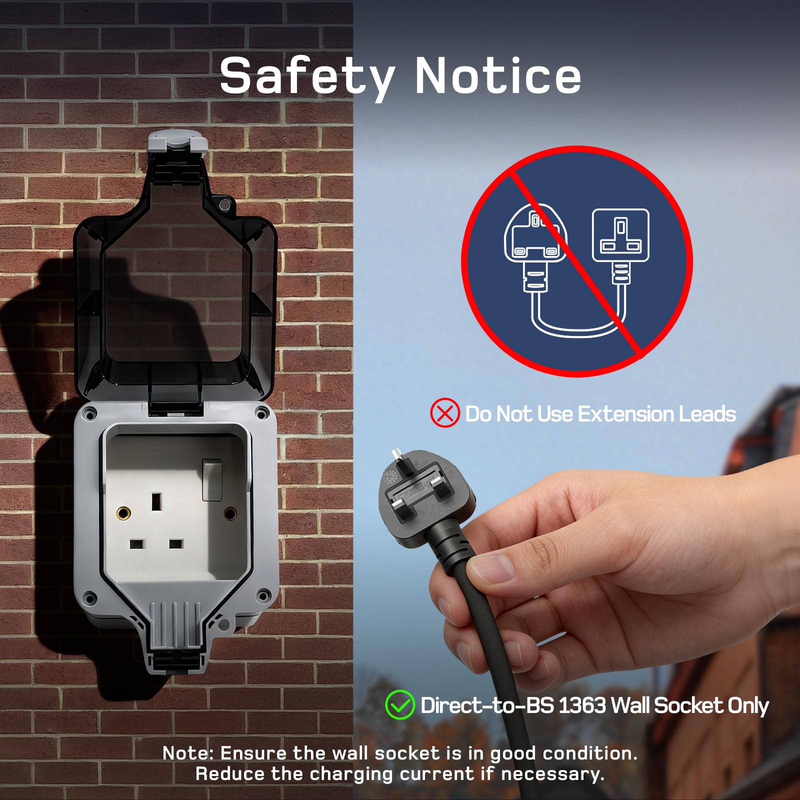 EV Charger Cable Type 2 to 3 Pin Plug, dé 3kW App [7m, 6-13A] Electric Car Charger, Type 2 Charging Cable Compatible with Model Y/3, Q4, Enyaq, Spring, Kuga, 5 E-Tech and Other Type 2 EVs/PHEVs — view 7