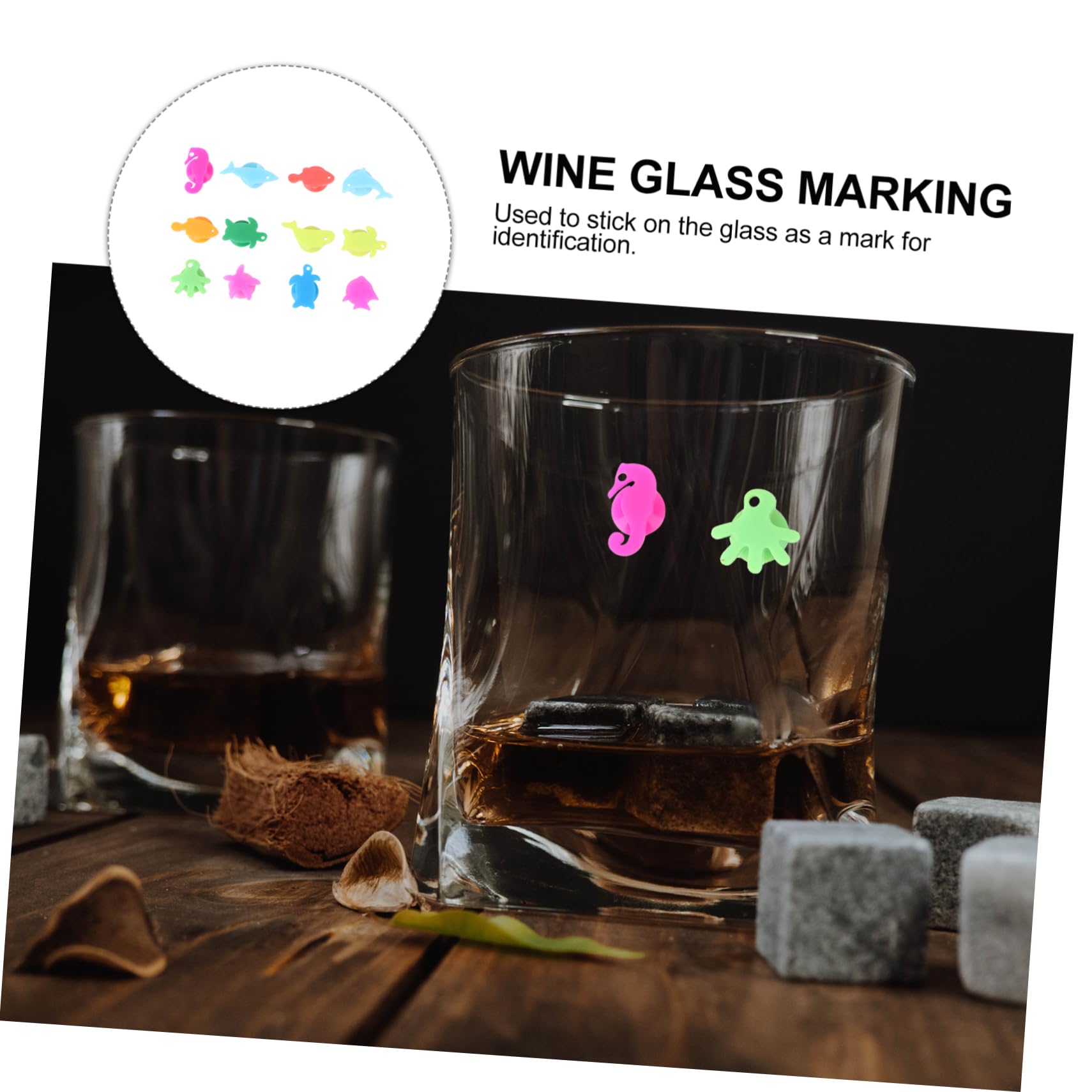 Mikinona 108stücke Silikon Glasmarkierer Bunten Meeresdesigns Wiederverwendbare Trinkglas Markierungen Für Partys Hochzeiten Und Familienfeiern Zur Unterscheidung Von Weingläsern Und