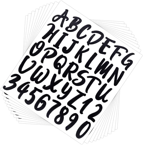 Calcomanías de letras de vinilo con números de buzón, 10 hojas, letras autoadhesivas para dirección de buzón, hogar, negocios, cocina, recipientes,