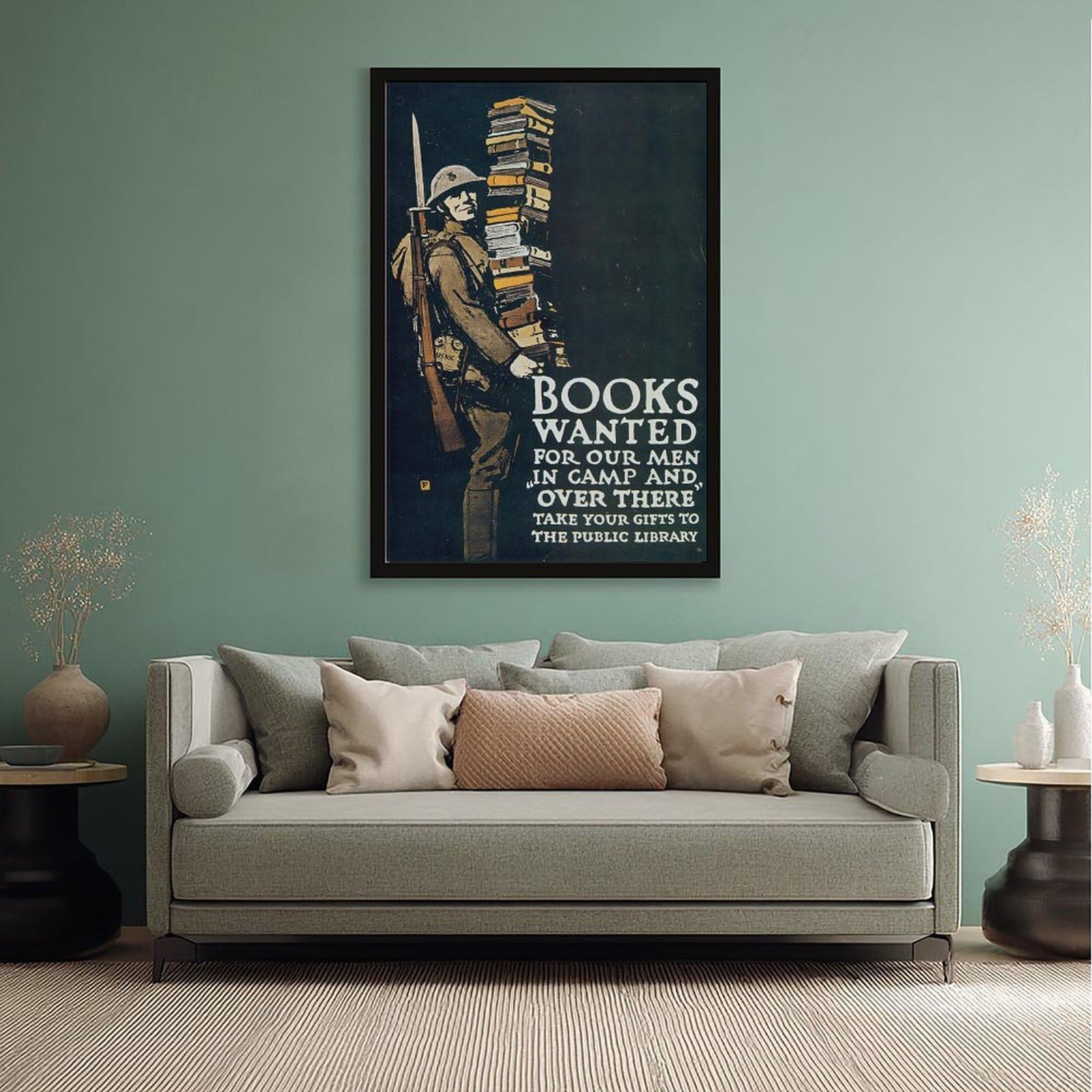 WCYB Libros buscados por nuestros hombres sobre allí 1941 de historia de Estados Unidos, impresiones en lienzo, pinturas decorativas para pared, marco para colgar, 50,8 cm de largo x 76,2 cm de ancho