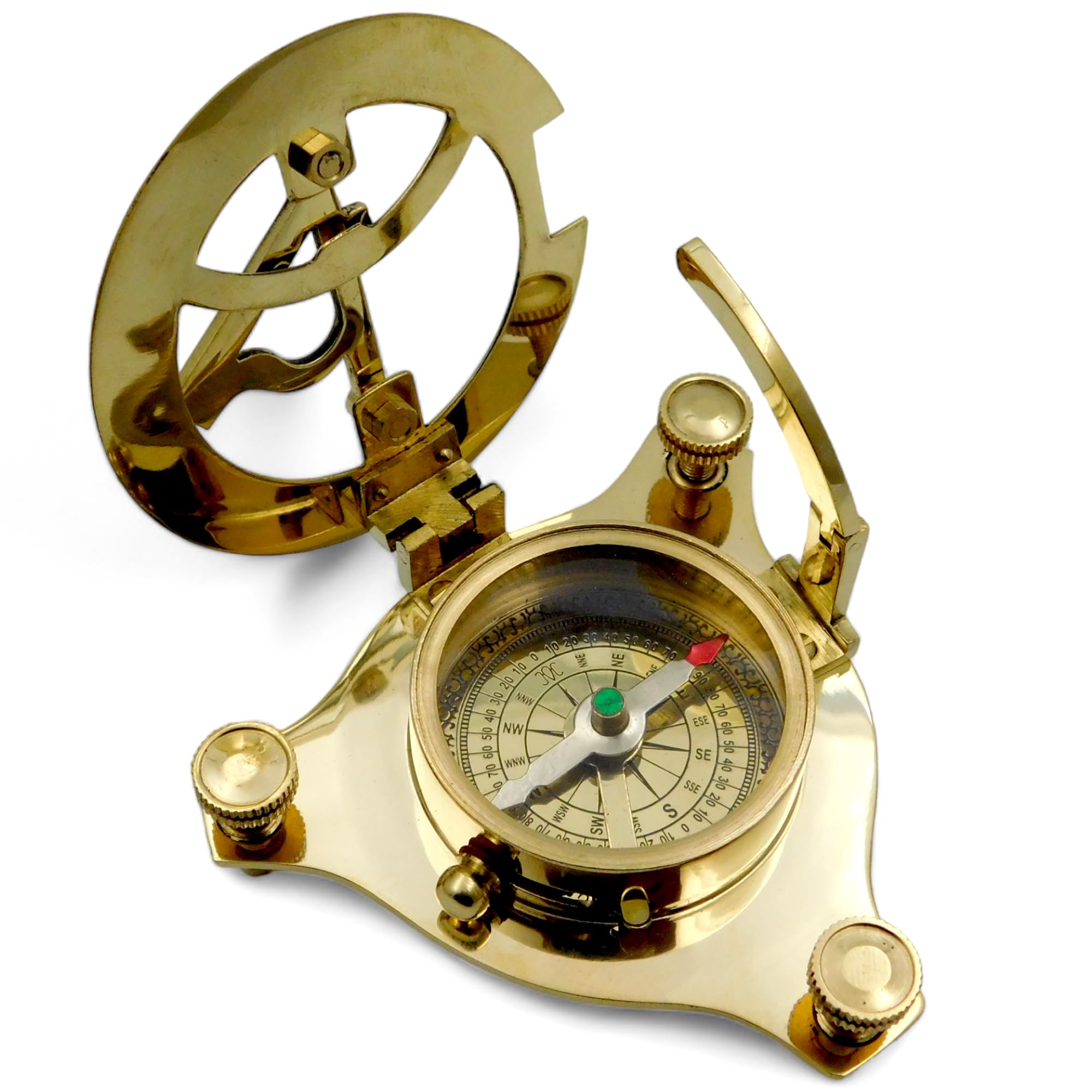 Meridian Nauticals Solid Brass Sundial Compass Antique Nautical Vintage Fully Hand Made Fully Functional Sundial Compass.