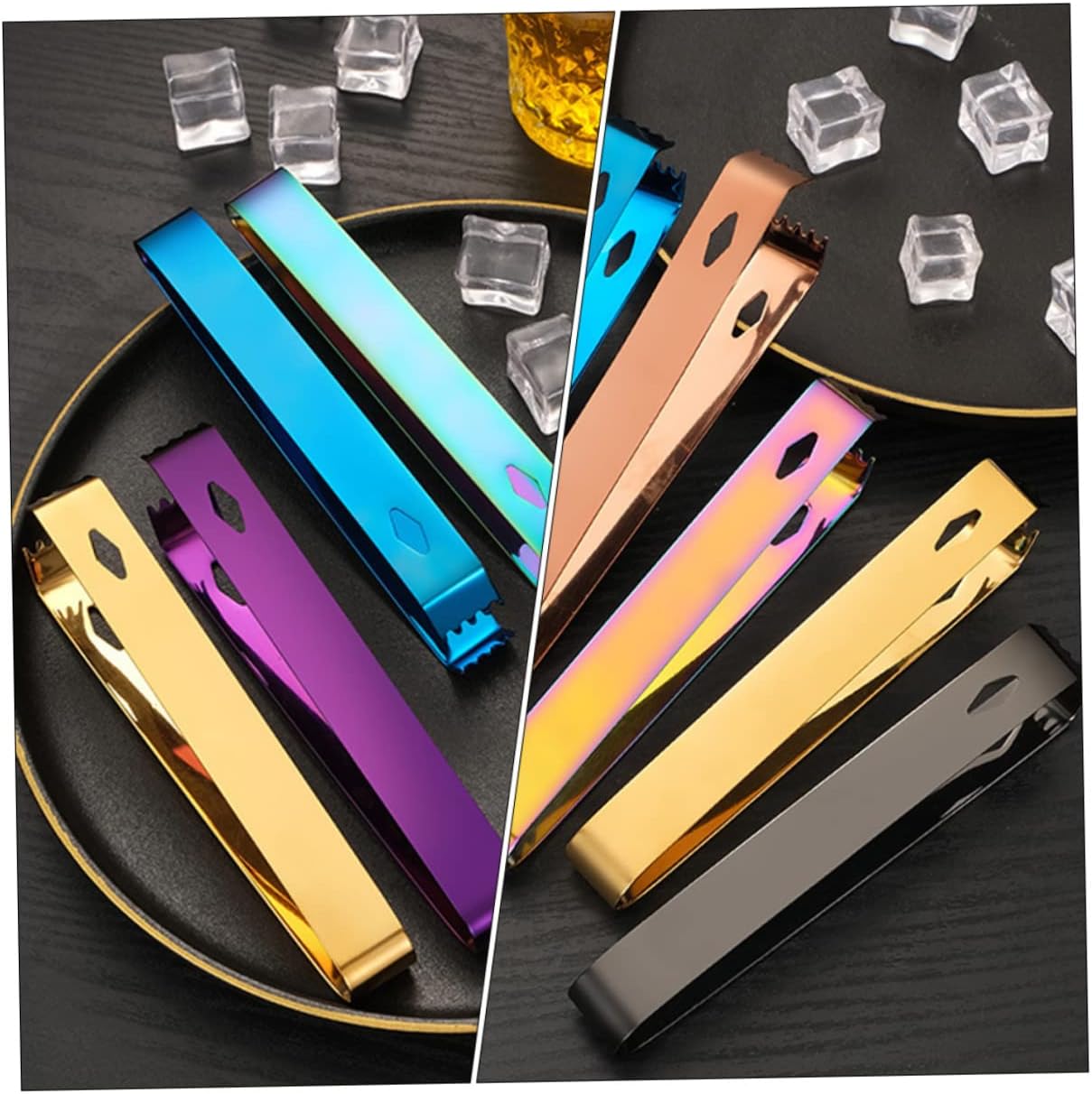 Gold Ice Tongs Set 2pcs Mid Century Ice Clamp for Bartending Buffet Bar Restaurant