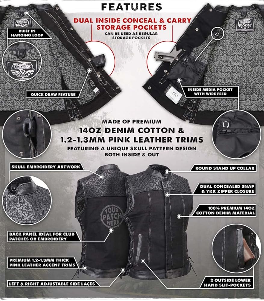 新品未使用 Mサイズ SKULL TRANSFORM DOWN VEST 2.0 Amazon.com: Milwaukee Leather MDL4052 Women's 'Skelly' Black