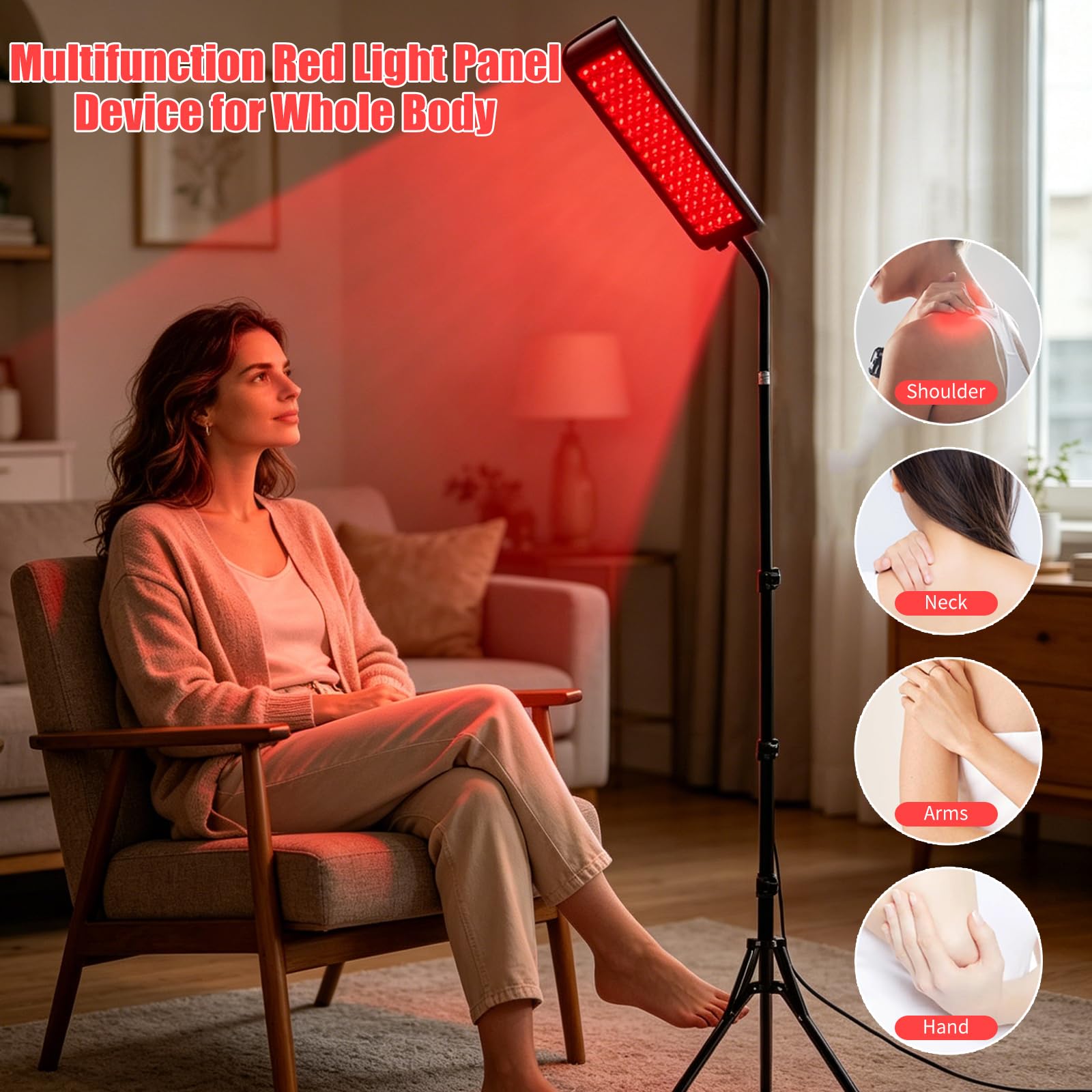 Panel de luz roja para cuerpo completo, panel de luz infrarroja con soporte, luz roja de 660 nm y dispositivo de luz infrarroja cercana de 850 nm para cara, rodilla y cuerpo en casa