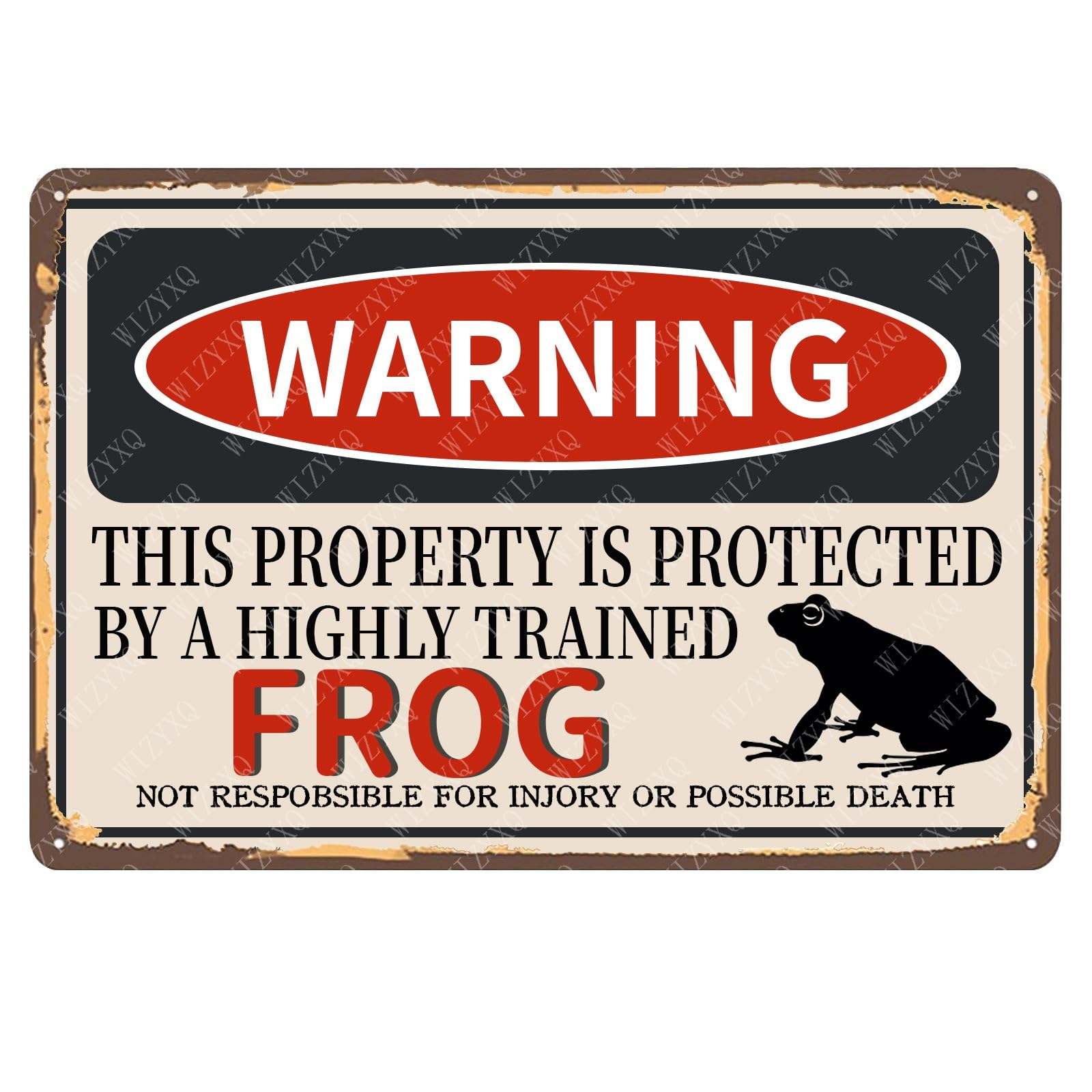 Yepyayqvk Tin Sign 721 Warning This Property Is Protected By A Highly Trained Frog Sign Vintage Aluminum Tin Signs For Home Living Room Bar Yard Garden Outside Wall Decor 6X8 Inch
