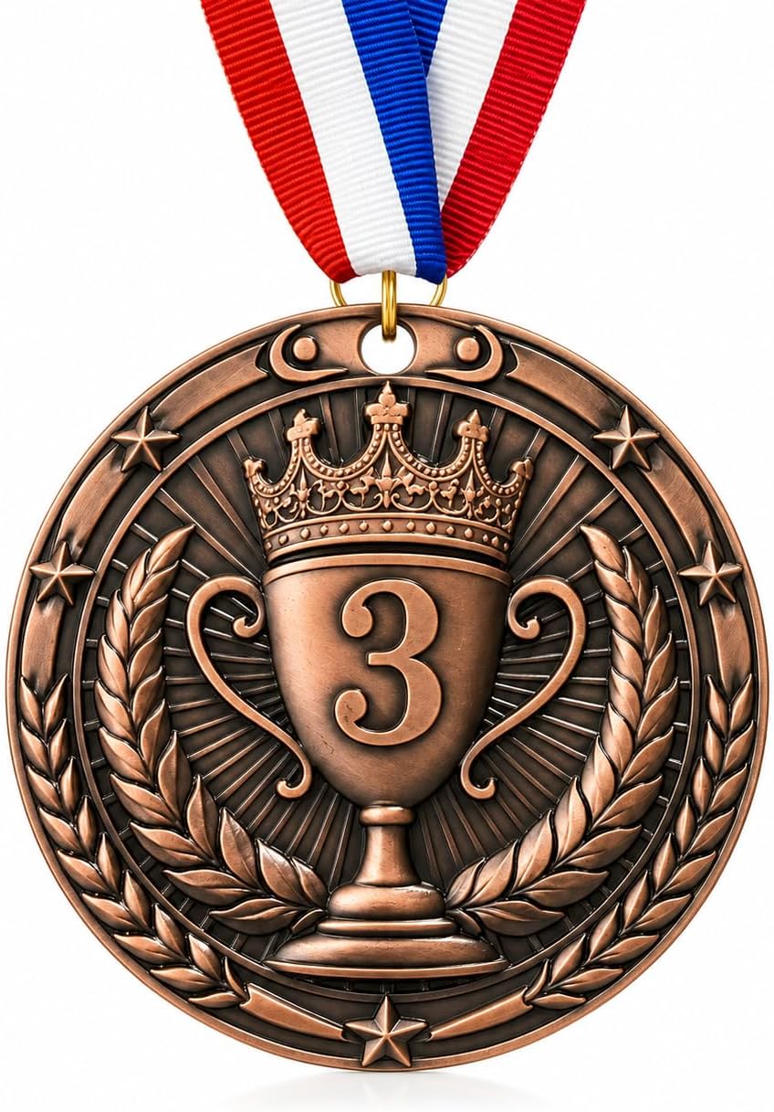 3 Inch Gold First Place Medal with Ribbon – Heavyweight 90g Award Medal for Winners, 1st Place Trophy Medal for Sports, School Competitions, Games, Classroom Rewards & Events