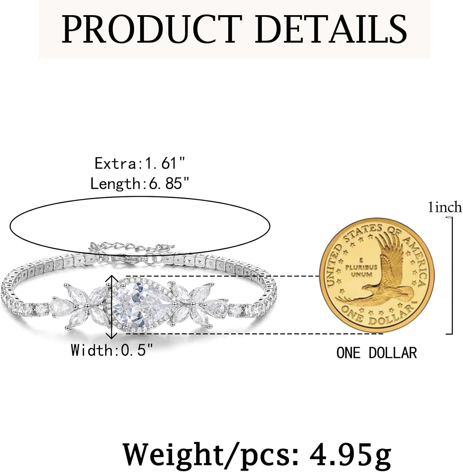 Crysdue Cubic Zirconia Bracelet Classic Adjustable Tennis Bracelet, Birthstone Bracelet Jewelry Gift for Women - Image 5