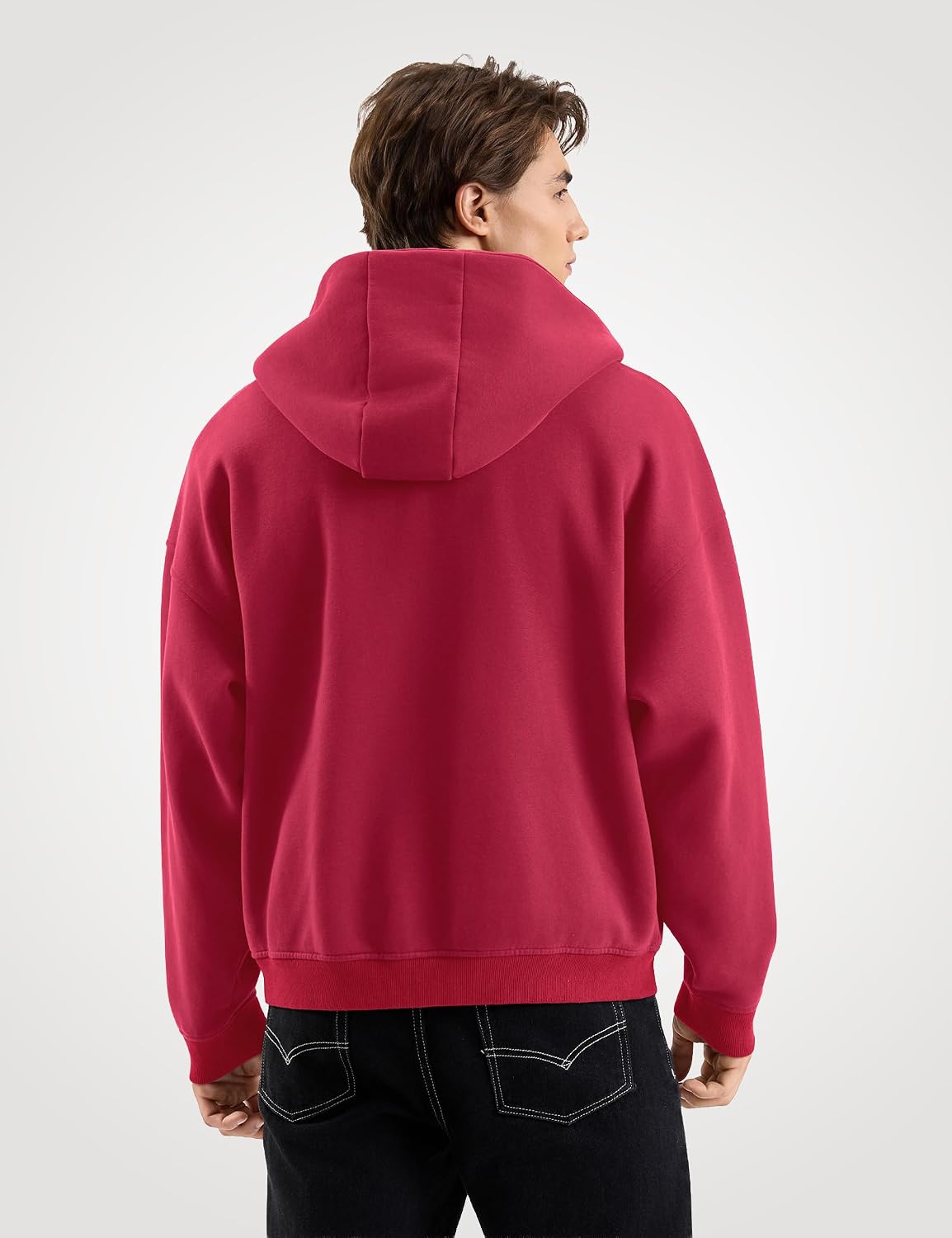 Men’s Oversized Double Zip Up Hoodie, Unisex Heavyweight Fleece Cotton Zipper Sweatshirt with Hood Vintage image 2