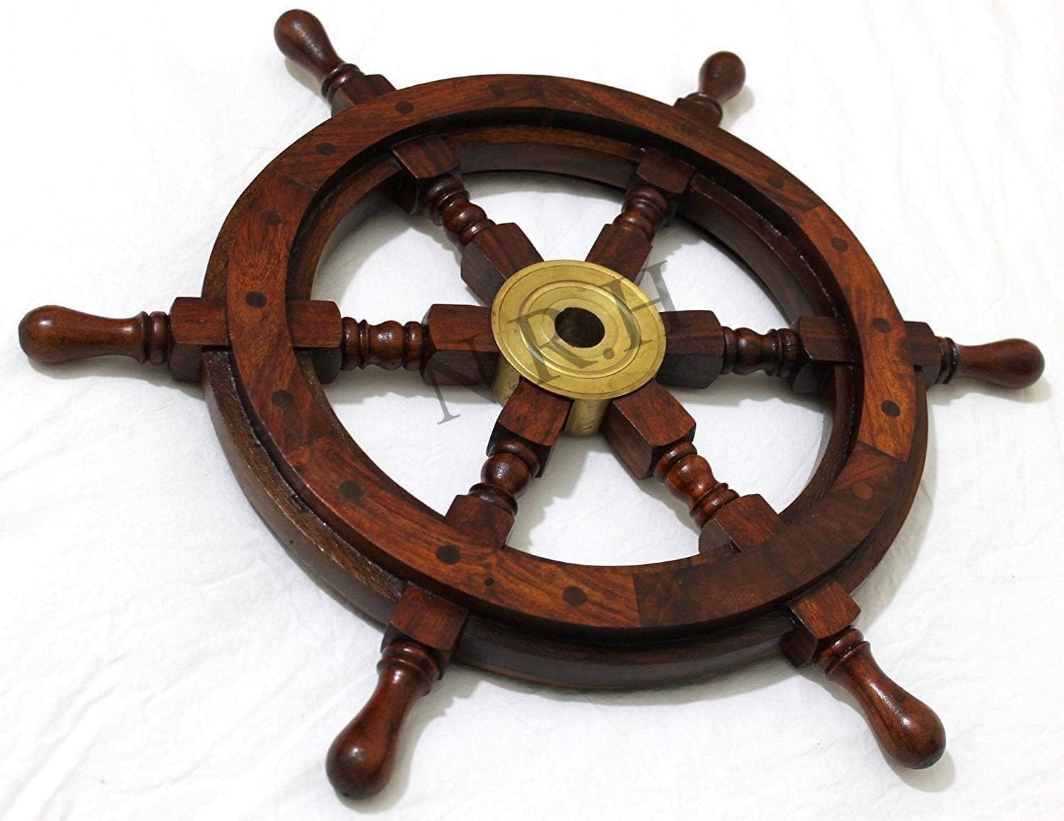 Nautisches Schiffsrad aus Holz, 61 cm, Wanddekoration, Vintage-Geschenk