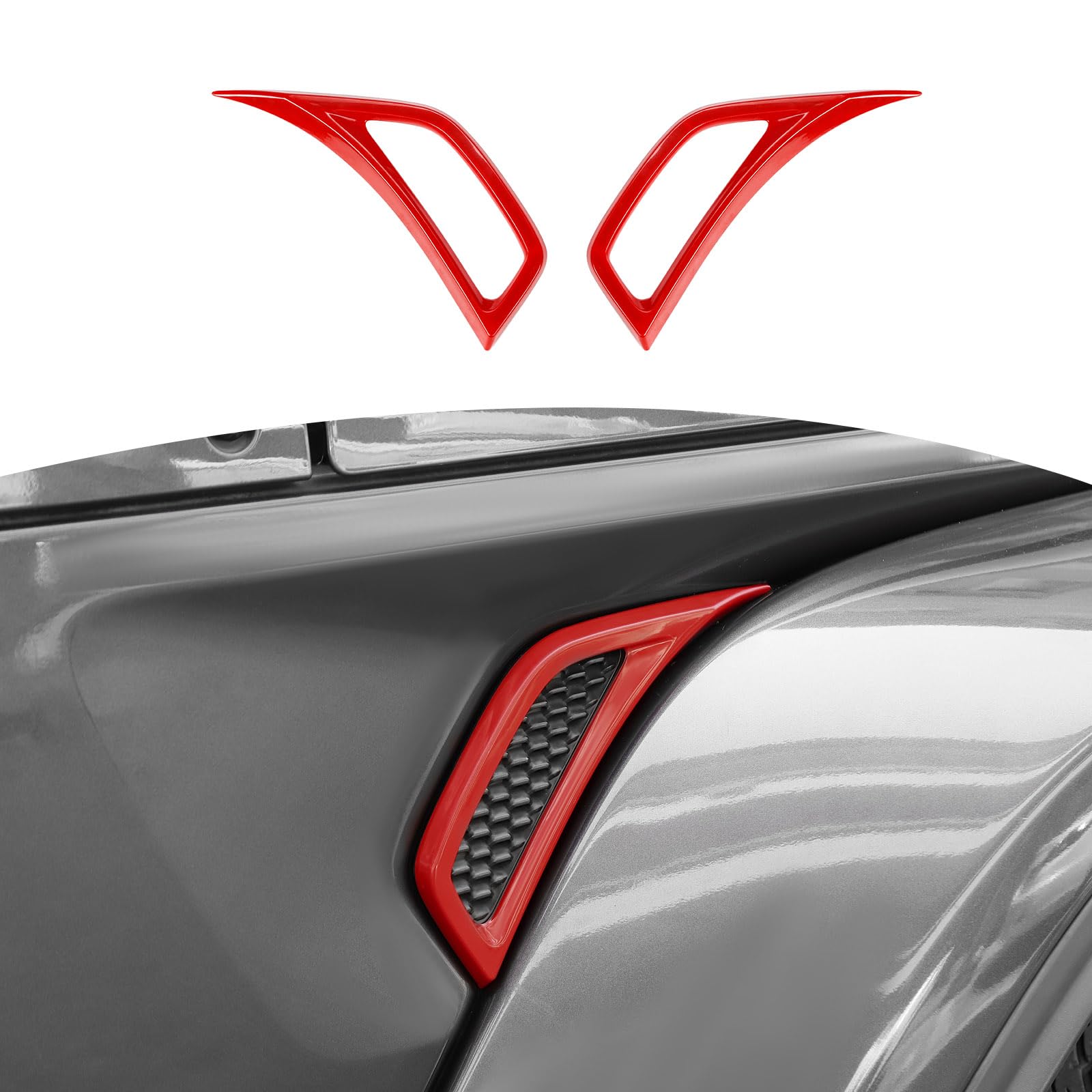 RT-TCZ for Jeep JL Side Fender Vent Decal Trim Cover for Jeep Wrangler JL JLU Gladiator JT 2018-2024 Red Exterior Accessories 2pcs