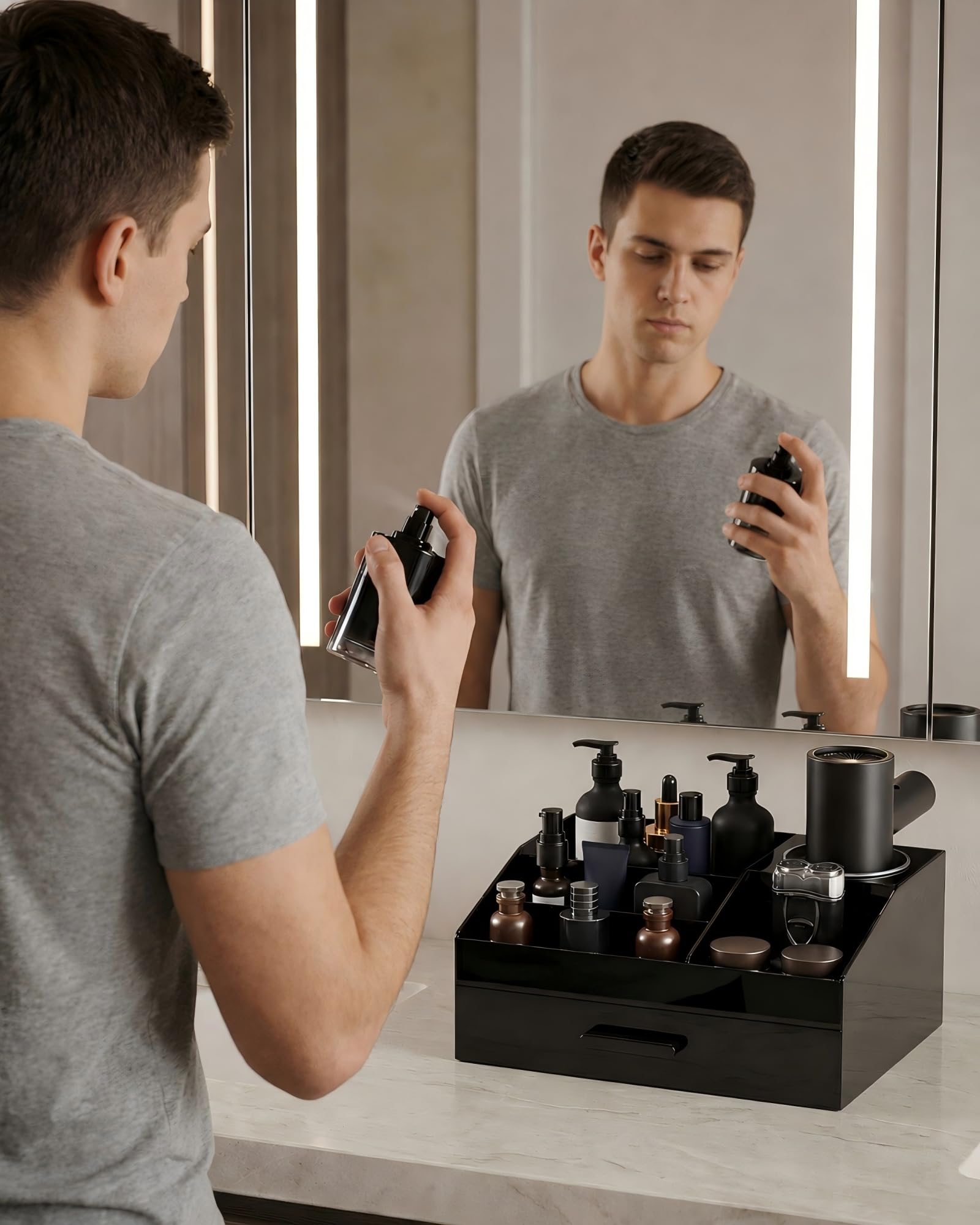 ProCase Black Acrylic Cologne Organizer with Drawer