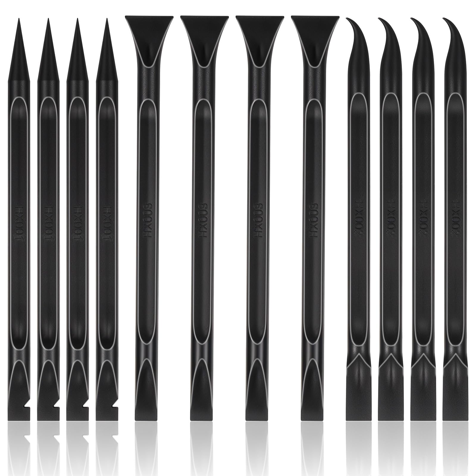 TIESOME 12Pcs Non-scratch Plastic Scraper Tool, Multi-Purpose Carbon Fiber Pen-shaped Plastic Scraper for Cleaning Small and Narrow Space Tight Spaces Crevice Stickers Labels Car Kitchen, Black
