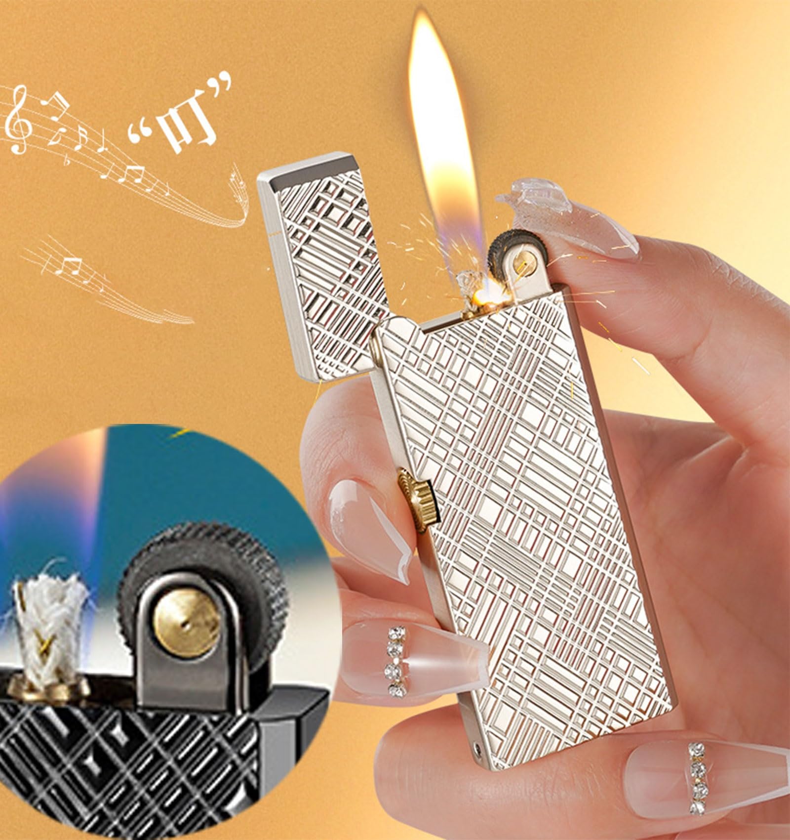 Schleifscheibe Kerosin Feuerzeug - Kompaktes Vintage Pocket Ölfeuerzeug mit Feuersteinzündung und klassischem Klick-Sound