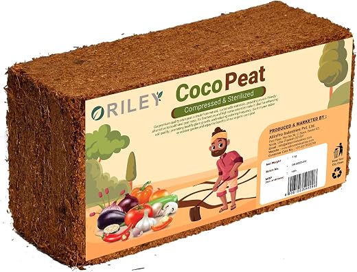 Oriley Cocopeat Block 100% Natural for Garden Plants 1Kg Organic Agricultural Compost Coco Peat for Indoor & Outdoor Fertilizer Kitchen Terrace…