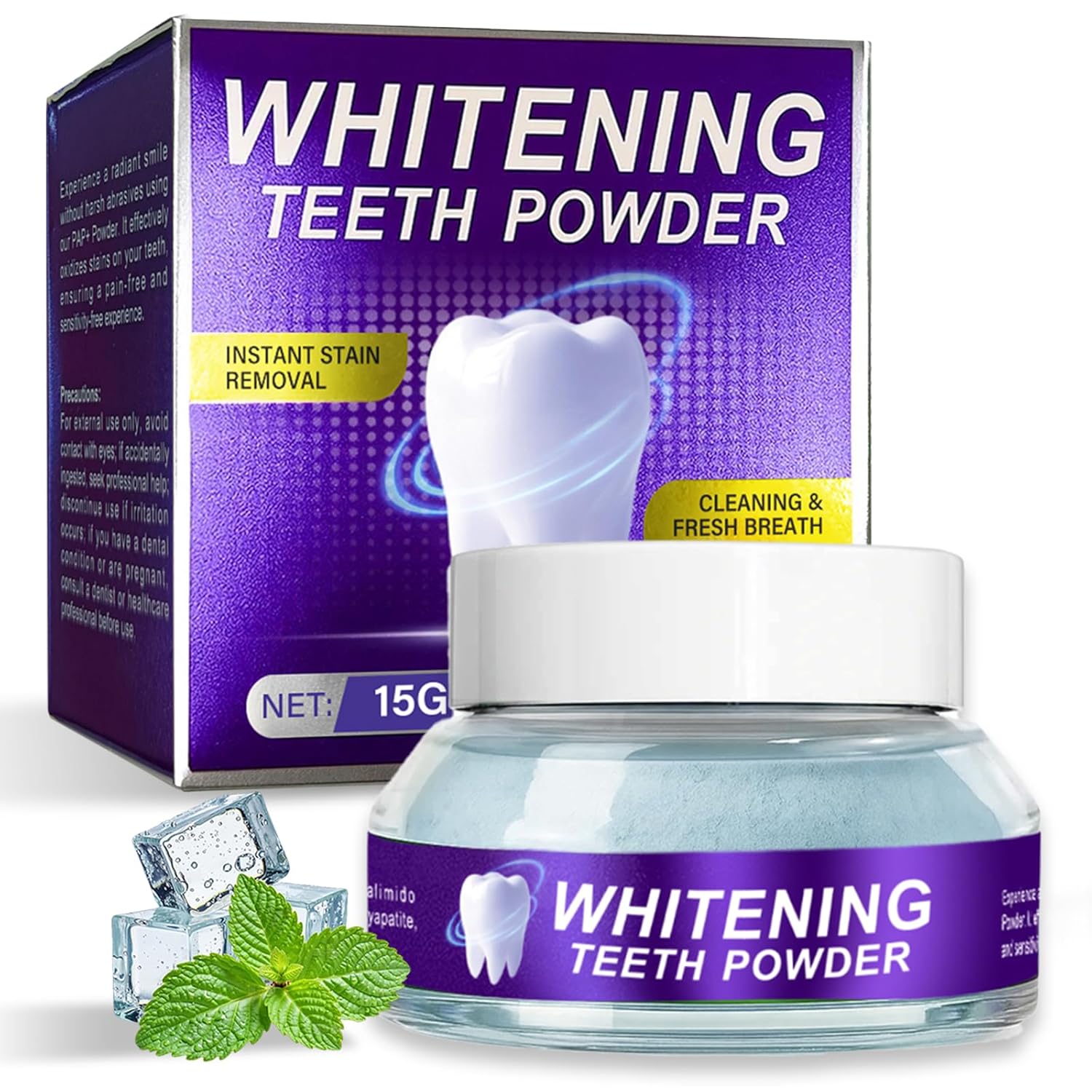Teeth Whitening Powder Stain Removal Purely White Deluxe Powder Natural Effective Formula for Sensitive Teeth 15g