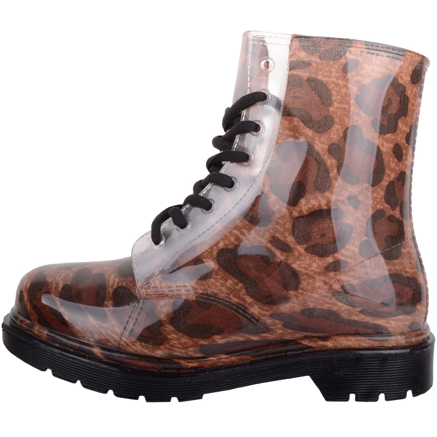 Absolute Footwear Botas impermeables de invierno con estampado de leopardo para mujer