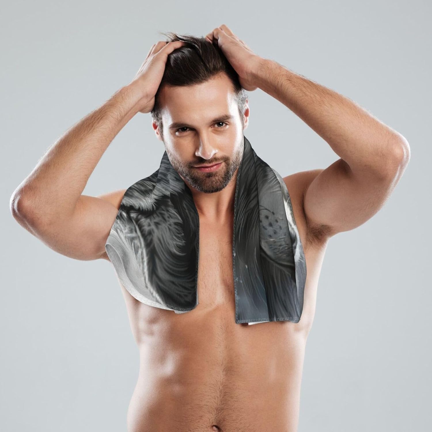 Blue Eyes Wolf Print Hand Towels for Kitchen, Decorative Bathroom Towels Decor Farmhouse Cute for Men Women Gifts