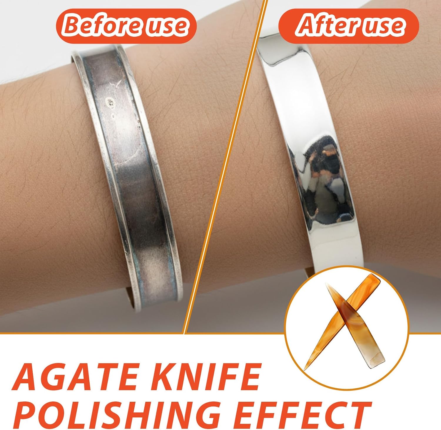 QFGasre 2pcs Natural Agate Knife Burnisher Polishing Burnisher Agate Knife Gold Silver Jewelry Hand Polishing Tool Hand Jewelry Polish Tools 4.7/3.9 inch