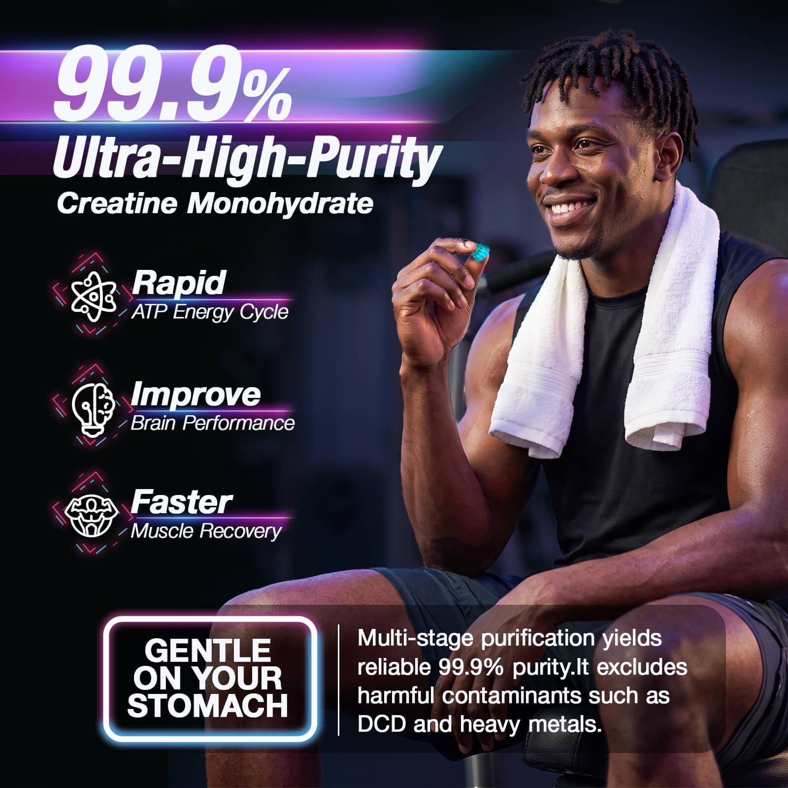 Creatine Monohydrate Gummies Complex 5000 MG for Men & Women, Creatine Monohydrate Supplement for Muscle Growth, Strength & Energy Support, Pre Workout Gummies 120 Count Blueberry — Amazon image 2