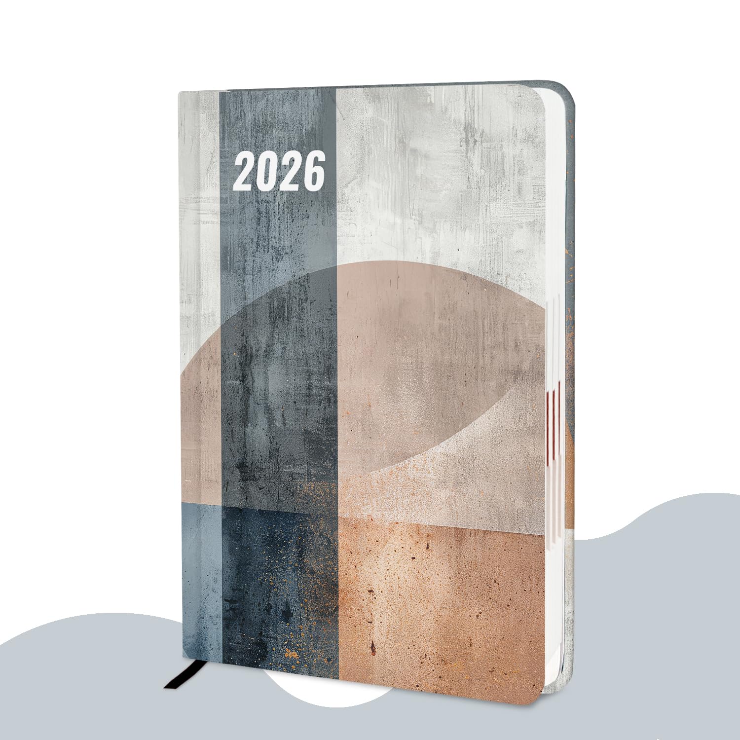 ALDIVO Paper Cover Hard Bound New Year Diary 2026 | A5 Size 365 Days 2026 Daily Planner Diary with Dates, Calendar, Month Cut Index and Bookmark For Office, Personal and Corporate Use (AD613)