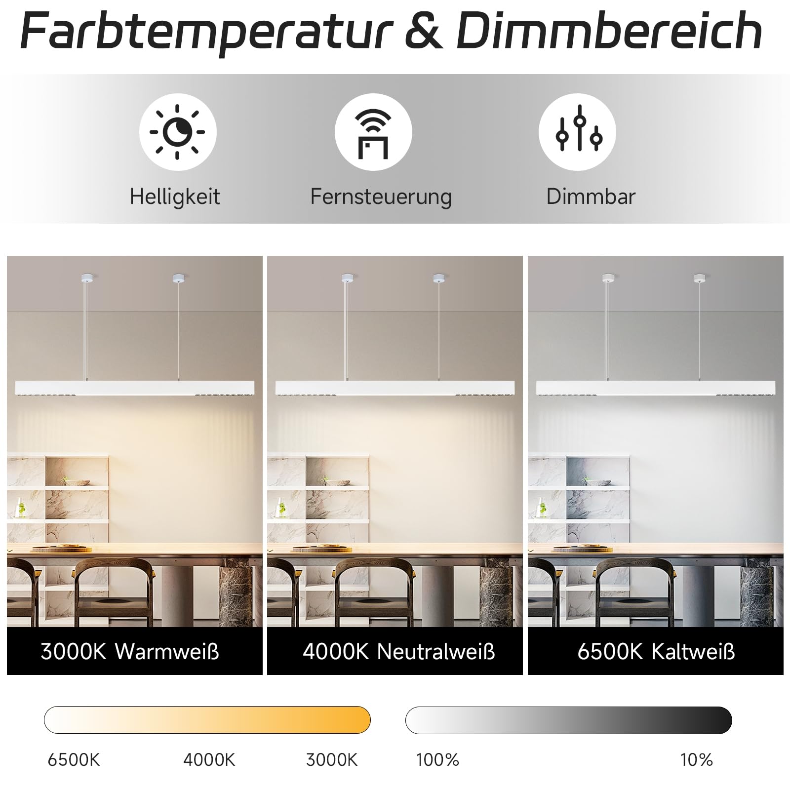 Homefire Pendelleuchte Esstisch Dimmbar Hängelampe: Modern Pendellampe