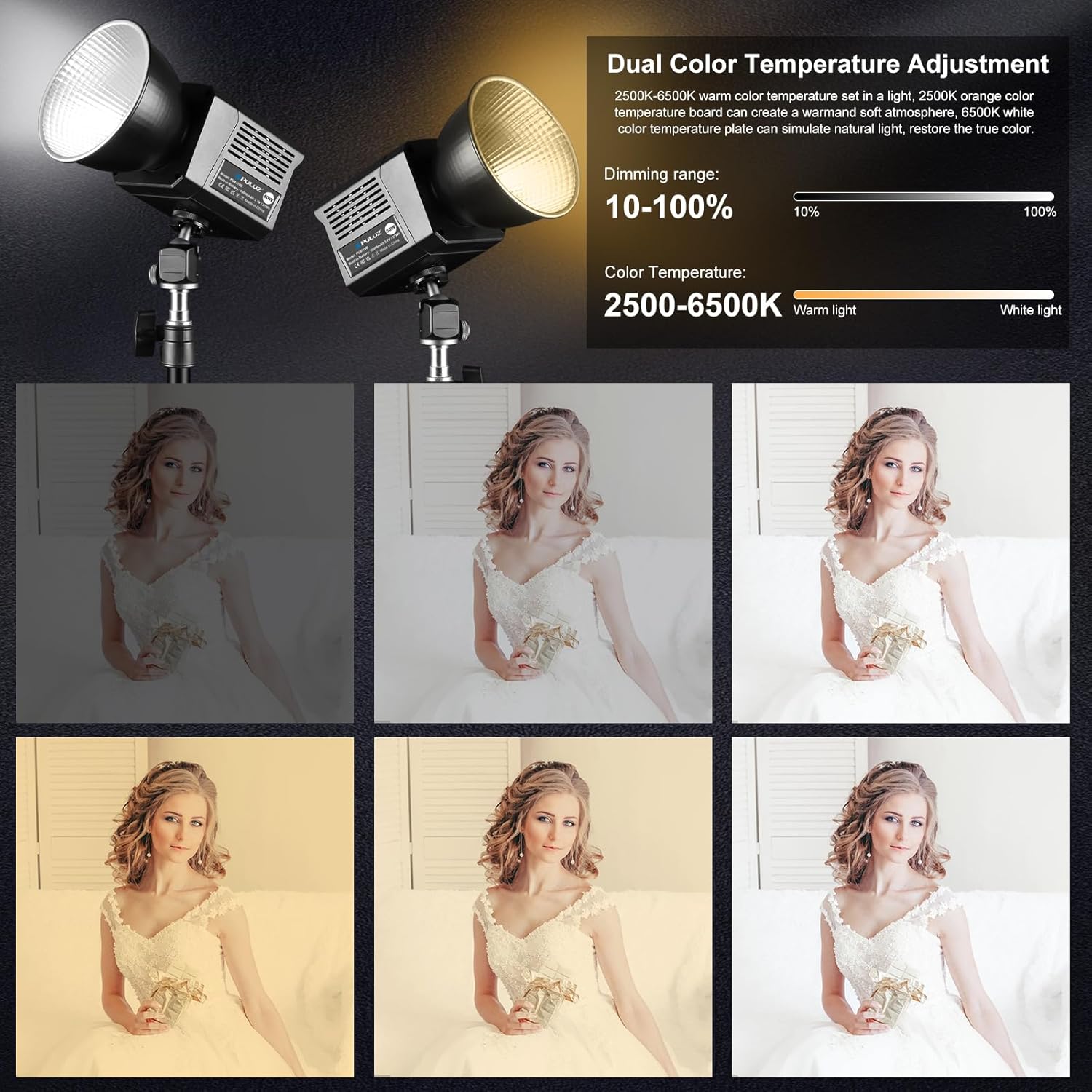 PULUZ Portable Video Light, COB Fill Light with 2500-6500K Adjustable Color Temperature, 8 Creative Lighting Effects, Perfect for Photography Studio, Outdoor Shooting and Live Streaming
