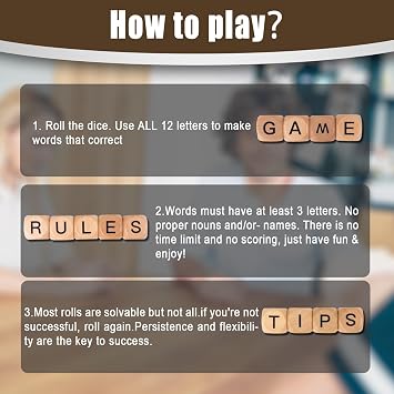 WodGod The Crossword Game,Classical Game with 12 Dice Letters, Wooden Letter Tiles Dice Games for Camping,Portability Case for Travel,Pocket Lightweight( About 0.13lb)