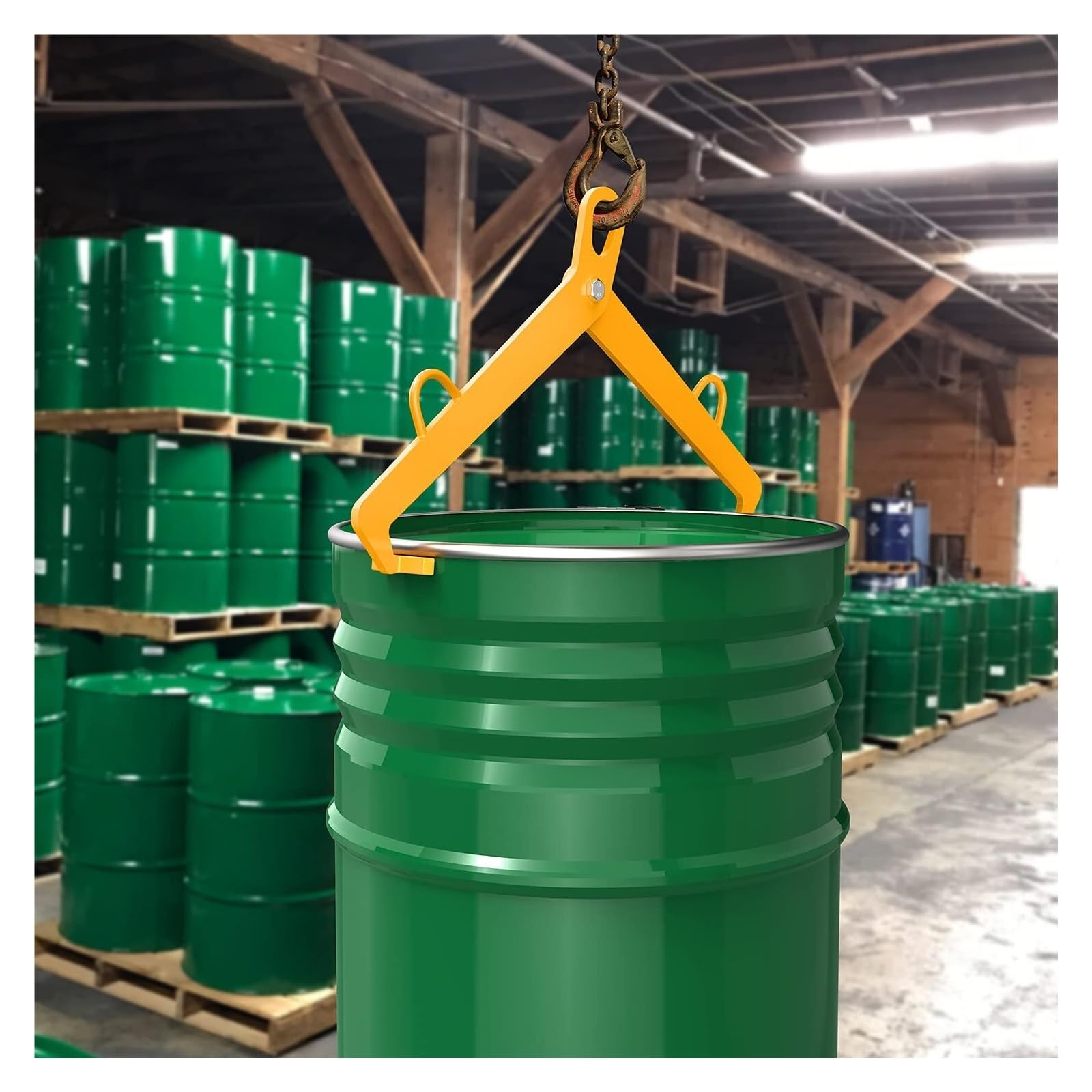 Pinces de Levage pour fûts - Outils de Levage Robustes en tôle d'acier pour Le Transport de fûts et de bidons en Plastique - et Solutions fiables de manutention de fûts.