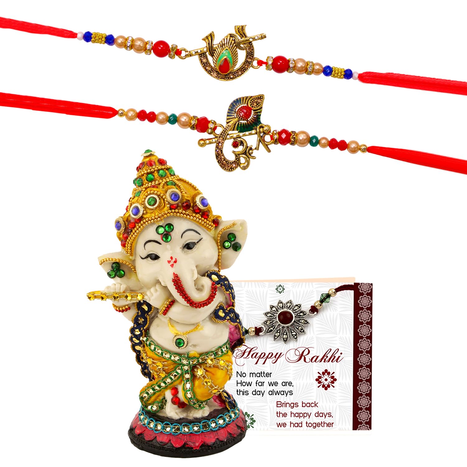TIED RIBBONS Rakhi for Brother with Gift Set | Bhai Rakhi Set for Brother | God Figurine | Mini Card | Roli Tika - Raksha bandhan Rakhi Bracelet for Brother Rakhi for Bhaiya | Rakhi Set of 2