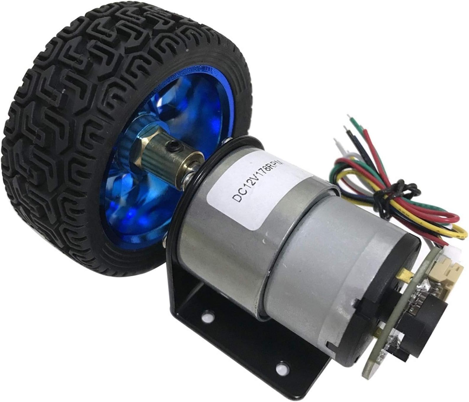 Xianglaa-Motor DC Encoder Gear Motor, High Torque High Speed in DC Motor Reversible Adjustable Speed, with Wheel Set, Wide Range of Applications (Speed(RPM) : 12v 333rpm)