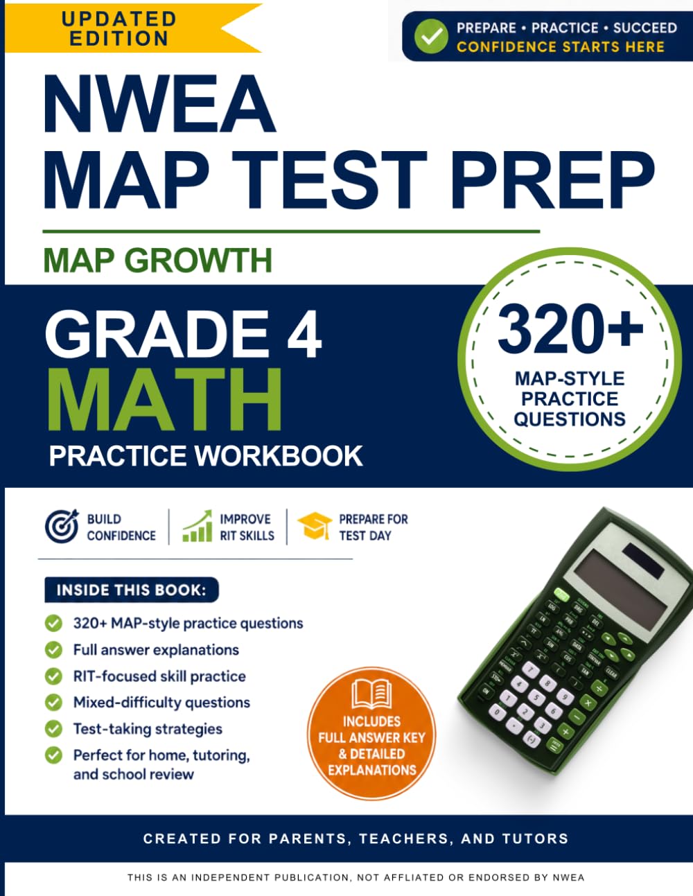 NWEA MAP Test Preparation Workbook - Grade 4 Math: 320+ MAP Growth Practice Questions with Full Answer Explanations | RIT-Focused Workbook for Fourth Grade | Perfect for Parents, Teachers, and Tutors