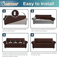 Vista 33 de Asnomy Couch Covers for 3 Cushion Couch Stretch Sofa Covers Slipcovers, Pet Protector Furniture Covers for Dogs Cats Spandex Jacquard Fabric Small