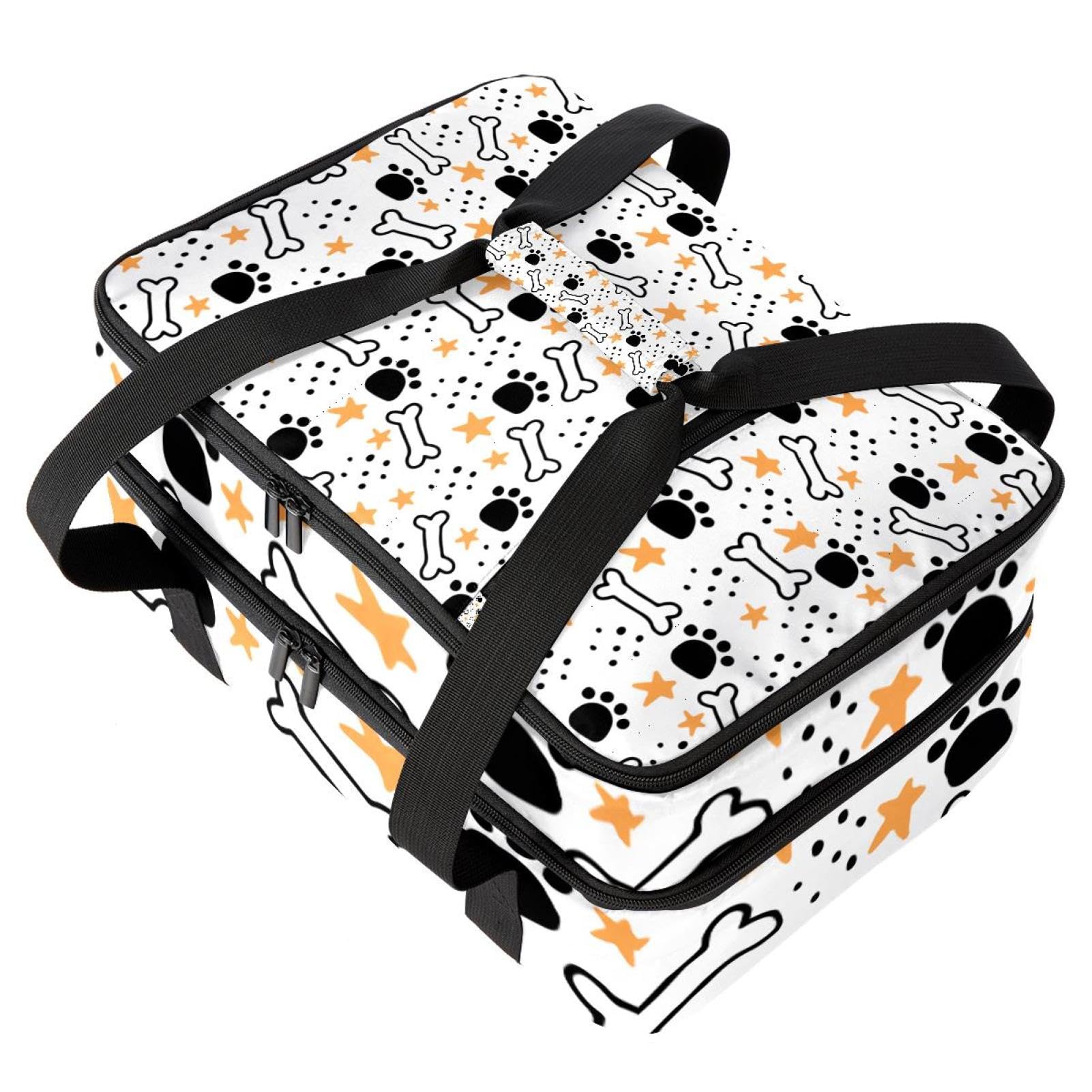 Grand sac à déjeuner isotherme pour homme et femme, double couche, étanche, étanche, réutilisable, sac fourre-tout pour le travail, l'école, le pique-nique, la plage, le camping, les voyages, motif os