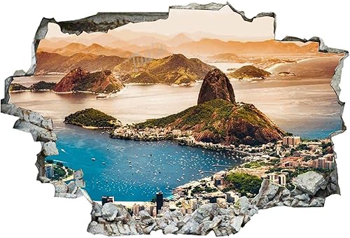 Miniatura 2 de Calcomanías 3D de pared rota de Río de Janeiro Brasil para decoración de ventanas, calcomanías artísticas para dormitorio, sala de estar, 36 x 24