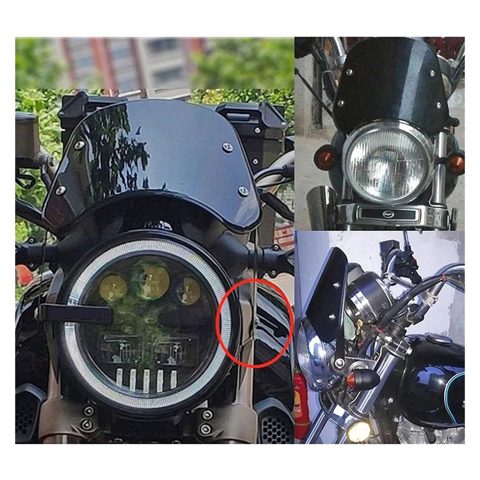 Deflettore Antive-nto Per Parabrezza Per Moto Universale Per Har&ley Per Hon&da Per Yam&aha Per Kawasaki Faro Da 5-7 Pollici Deflettori
