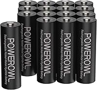 POWEROWL 2800mAh AA Rechargeable Batteries 1.2V NiMH 16-Pack - 1200 Cycles Low Self-Discharge Eco-Friendly Power
