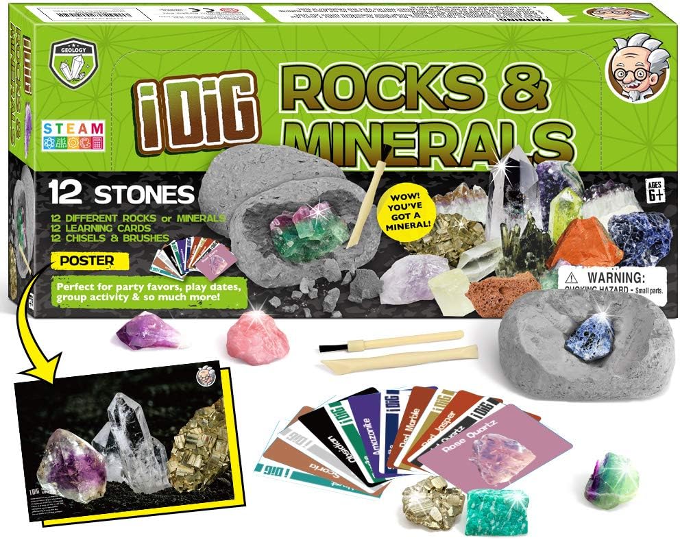 Dr. Daz Minerals Stones Excavation Set for Children Mineralogy Toy Party Braben Kit Archaeology