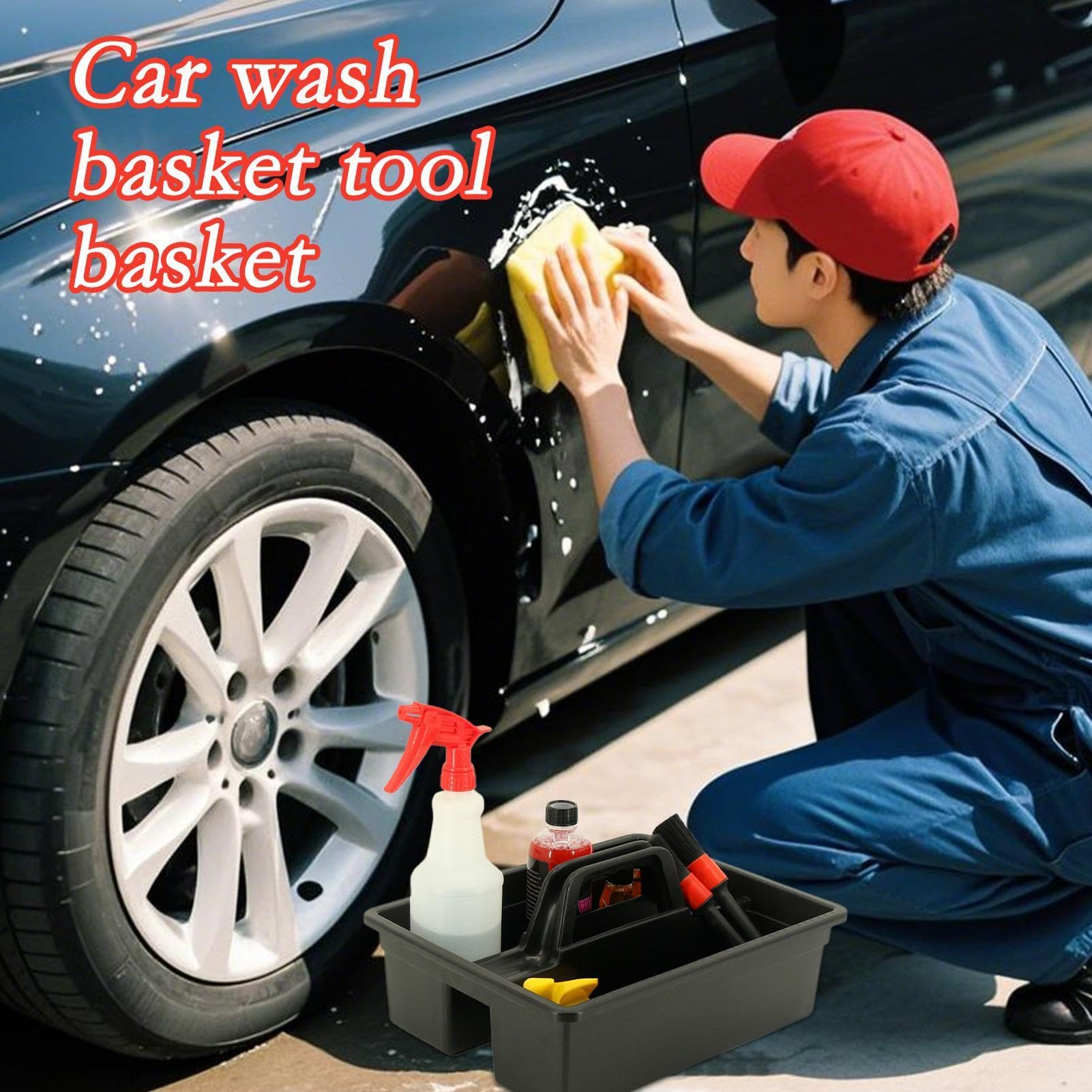 Caddy de limpieza y suministros Cesta Organizadora | Organizador De Herramientas De Lavado De Coche Con Asa Para Maletero, Detailing Automotriz, Limpieza Doméstica, Casa,