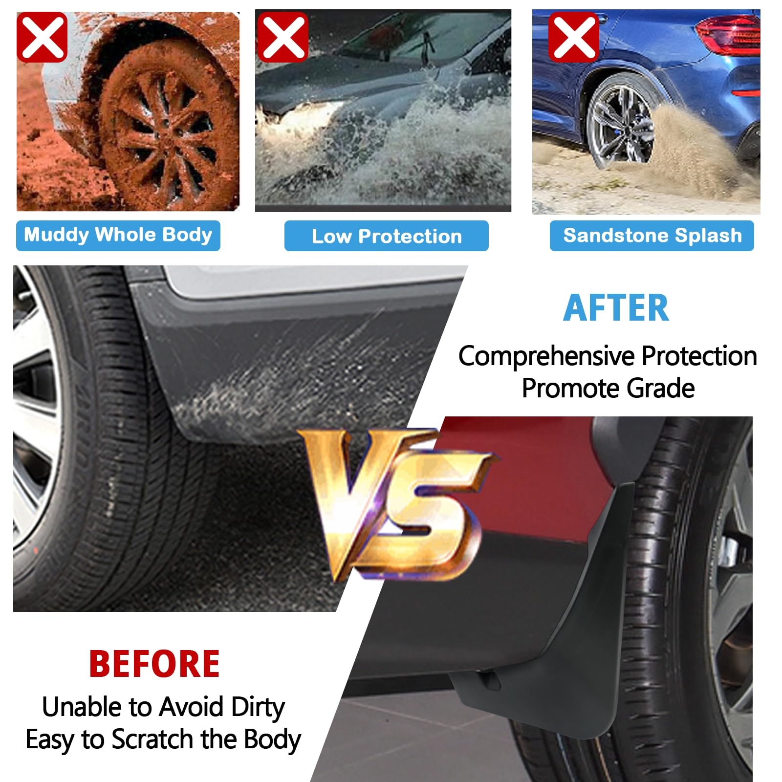 Ruiya Compatibile con Toyota RAV4 2019-2024 Parafanghi per Auto, Resistente Anteriore Posteriore Paraschizzi Auto Parafanghi Paraspruzzi decorativi Toyota RAV4 accessori