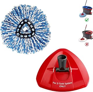 BonusLife 1 Pack Mop Refills and 1 Mop Head Base Part for O-Ceda RinseClean Spin Mop Refill 2-Tank System Only Easy Cleaning Microfiber Replacement