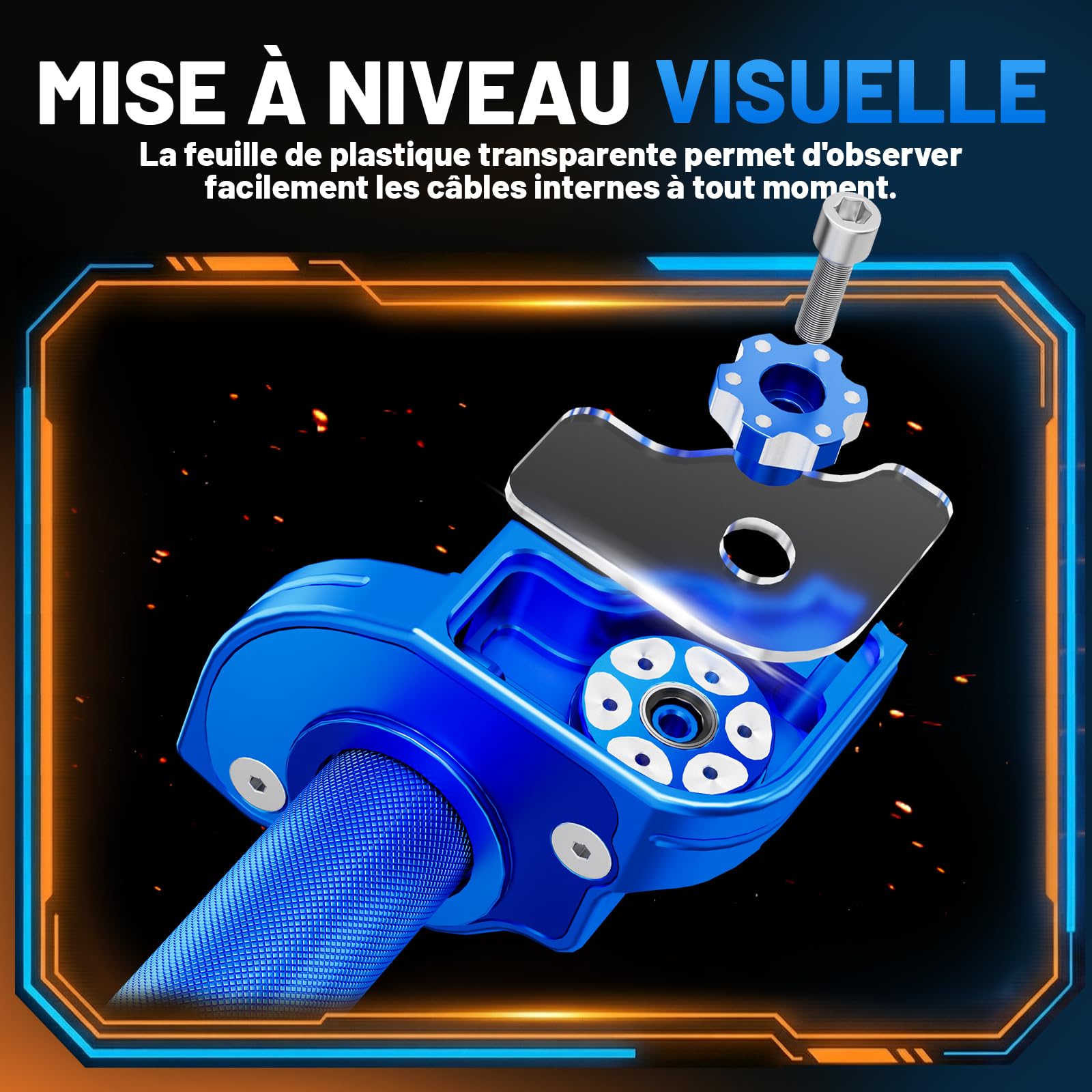 Tirage Rapide Ensemble d'accélérateur pour Moto - Poignées de 22 mm Câble d'accélérateur à tirage rapidepour Yamaha YZ YZF PW WR TTR 50-250cc Dirt Pit Bike Scooter Bleu