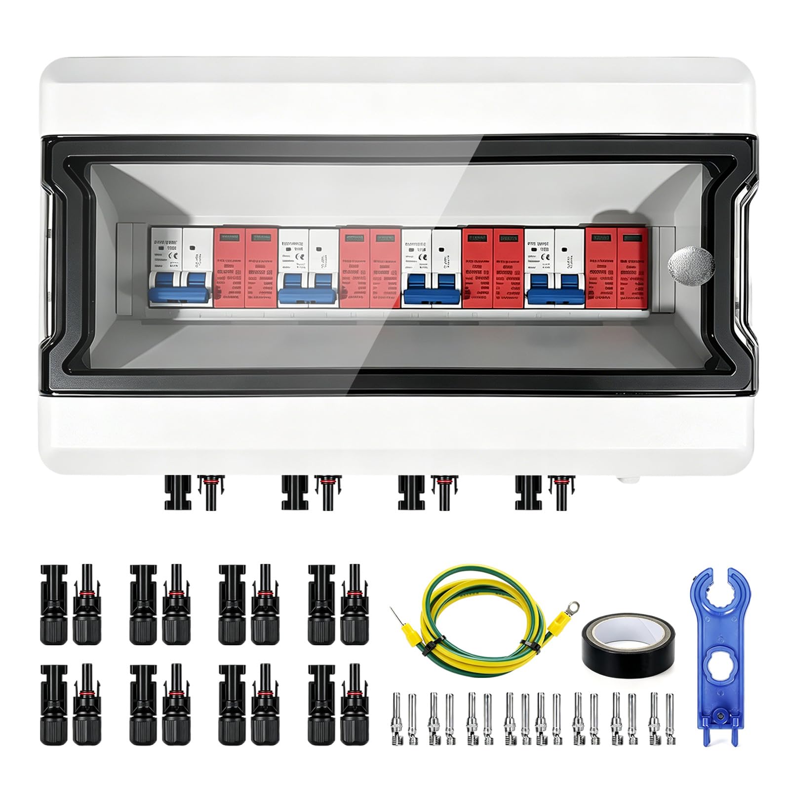 Zabezpieczenie przeciwprzepięciowe PV DC, wyłącznik odgromowy, wyłącznik nadprądowy, DC 4 struny, 500 V, 40 A, ochrona przed napięciem, wodoszczelność IP65, skrzynka przyłączeniowa solarna do