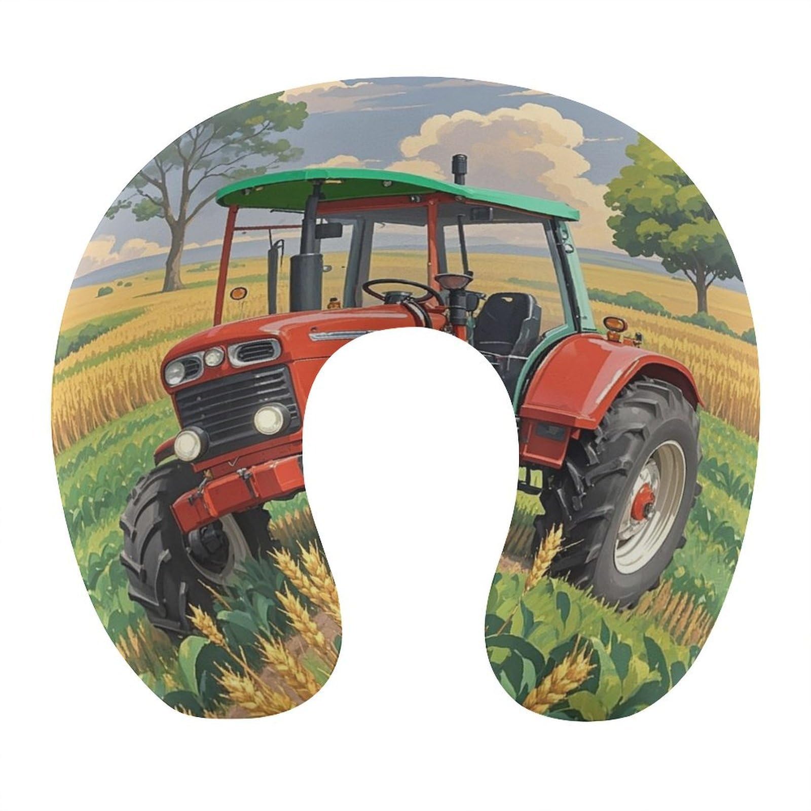 FekiLoot Tractor Theme Travel Pillow U Shaped Neck Pillow Comfortable Memory Foam Pillow Portable Soft Headrest Lightweight Neck and Head Support for Planes Trains Self-Driving Cars