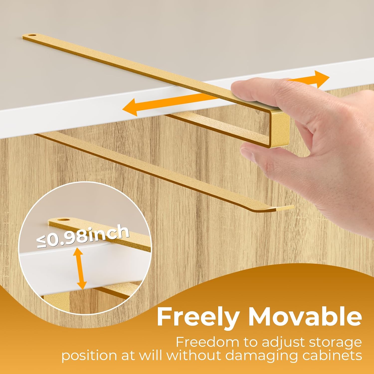 2 PCS Tumbler Lid Organizers, Ample Lid Capacity Up to 30 Lids, No Adhesive No Drill Yeti Lid Organizer Holder Inside Cabinet, Space-Saving Stanley Tumbler Cup Lid Holder Organizer for Kitchen (Gold)